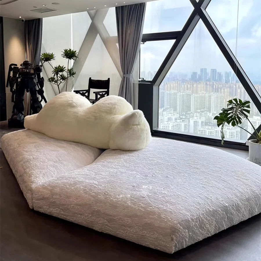 Big Flat Floor Hotel Special-shaped Fabric Sofa Big White Bear Lazy Sofa