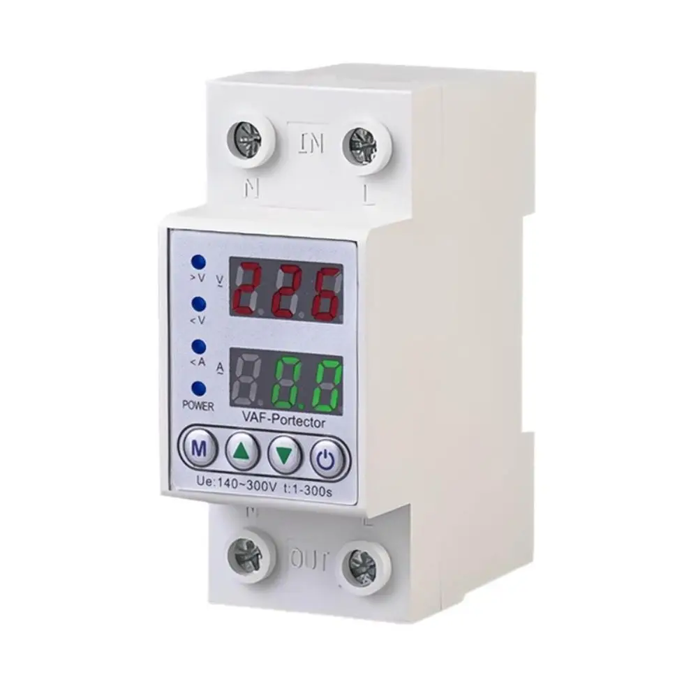 Dual Digital Display Automatic Voltage Protector Adjustable Thresholds DIN Rail Mount Current Limiting Protector Automatic Reset