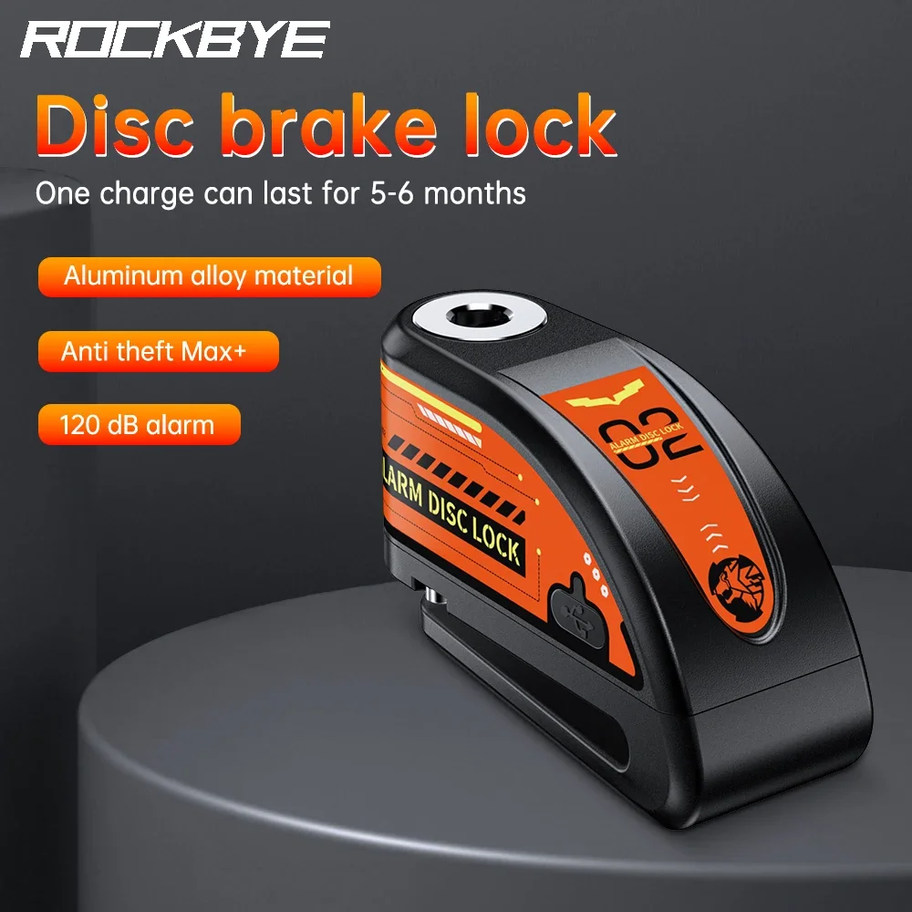 

Rockbye Alarm Disc Brake Lock Anti Theft IP67 Waterproof 120dB Type-C Intelligent Chargeable Energy Saving Electric Bicycle Lock