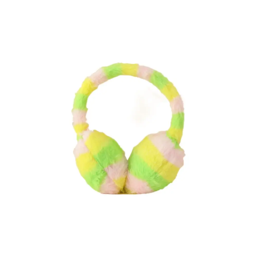 Зимние теплые мягкие наушники, утолщенные защитные наушники, пушистые наушники радужного цвета, антифризные наушники из искусственного меха