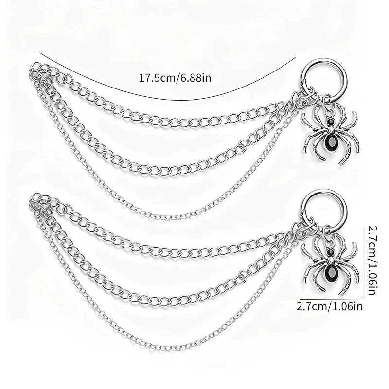 2 pieces of Y2K punk-style spider pendant shoe chains, suitable for daily wear, Halloween subculture parties and as gifts