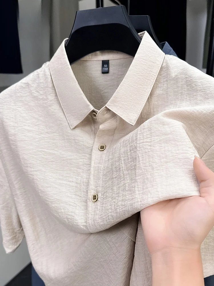 

Lormen Men's Thin Linen Blend ort Sve irt Casual Summer Versatile Color Loose Fit Busin Gentleman Sle irt