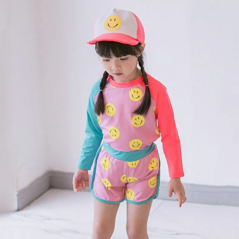 Quick Dry Long Sleeve Swimming Suit for Children Boys And Girls Student Fashionable Swimming Set Sun Protection Swimsuit