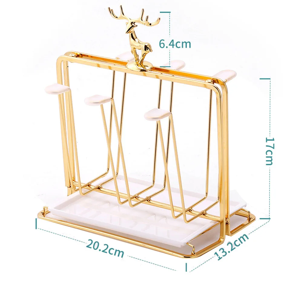 A40T Water Draining Cup Holder Luxury Glass Rack Household Water Cup Drain Stand 6 Cups Kitchen Tool Organize Cup Drying