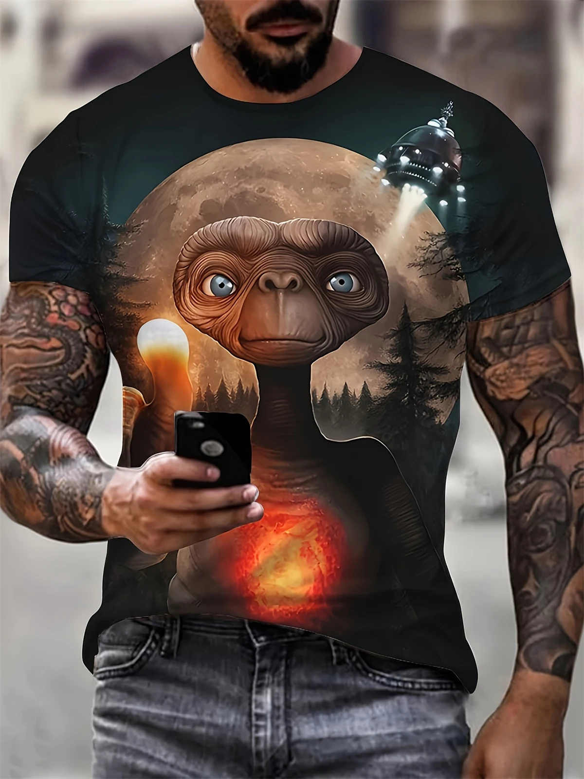Men\'s T-Shirt New Cartoon Animal Pattern Print Crew Neck Tops Short Sleeve Oversized T Shirt Men Summer Fashion Men\'s Clothing ﻿