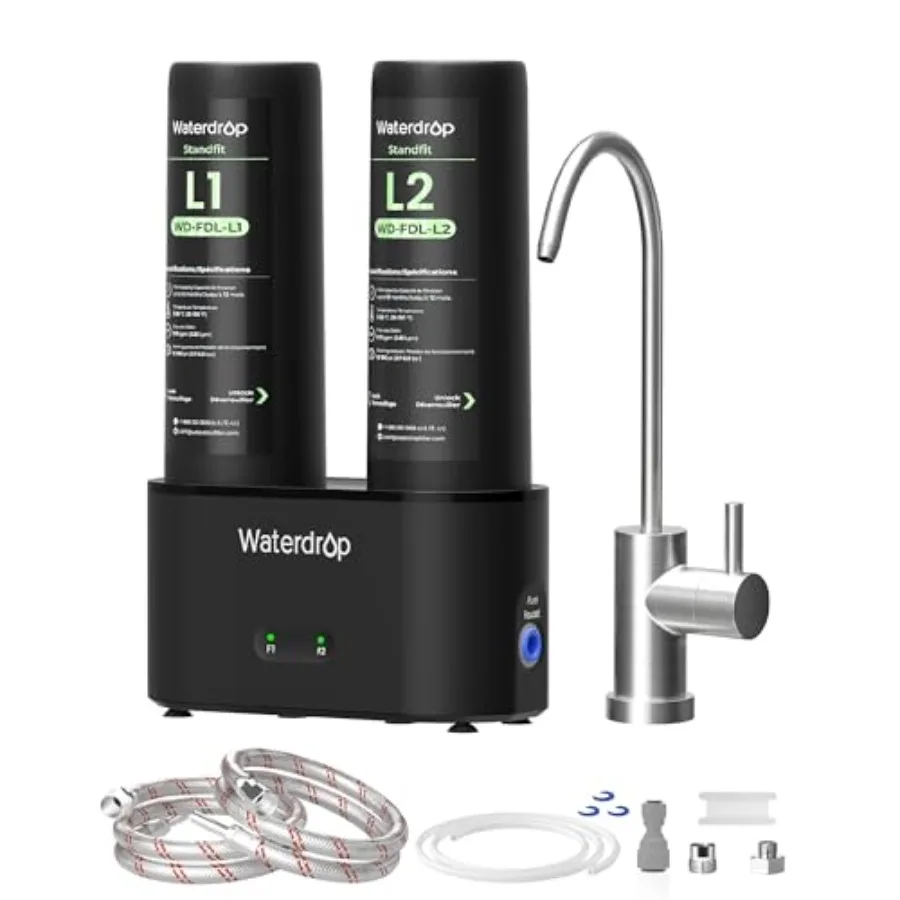 

Фильтр для воды под раковину DLG-L: инновационная система с двойной фильтрацией, уменьшает содержание свинца, хлора, хлорамина и неприятного вкуса, 2-ступенчатый фильтр под раковину