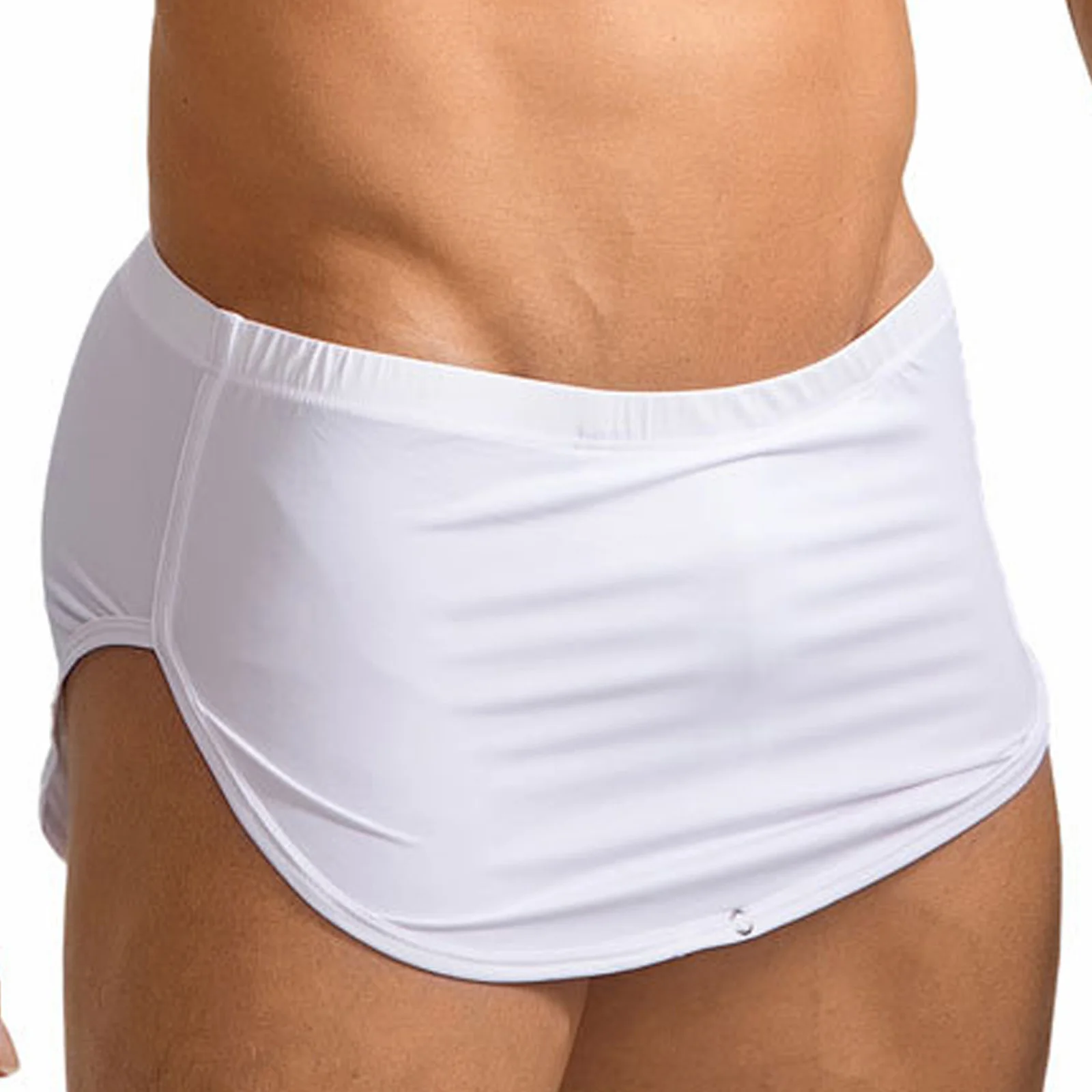 Celana Boxer Pria Celana Dalam Selangkangan Kancing Tekan Sisi Terpisah Celana Pendek Atletik Cepat Kering Ikat Pinggang Elastis untuk Gym Kebugaran Berenang