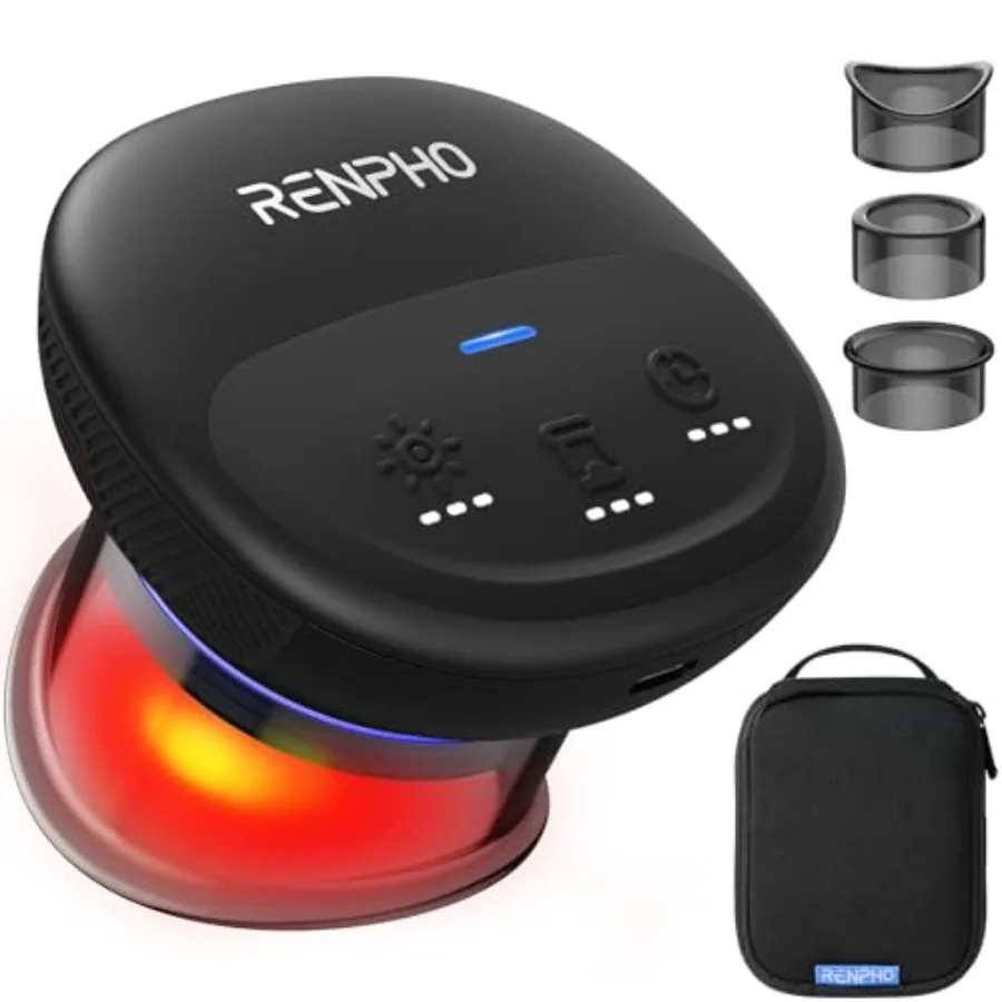 

Smart cupping massager for home use, silicone material, black color, 3 suction levels up to -55KPa with 850nm infrared heating