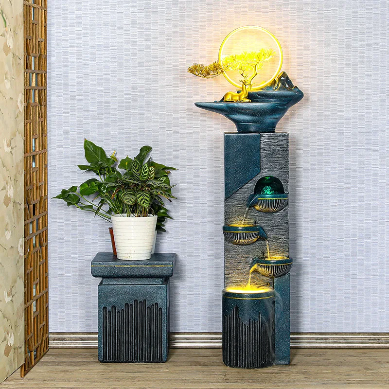 Flowing water wealth ornaments, fountains, indoor flooring, light luxury circulating water, modern and simple rockery, humidifie
