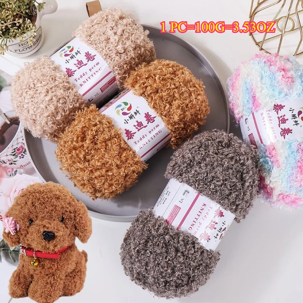 100g Teddy Knitting Yarn Loop Yarn For Doll Bag Sweater Scarf Hat DIY Crafts Woven Threads Curly Hair Woolen Plush Crochet Yarn