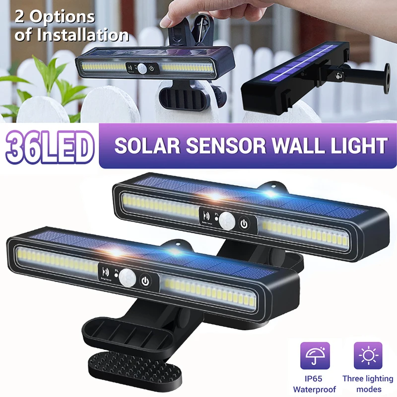 

2/4 шт. солнечные фонари, уличный водонепроницаемый зажим для дерева, светодиодный датчик движения, настенный светильник для забора для сада, патио, крыльца