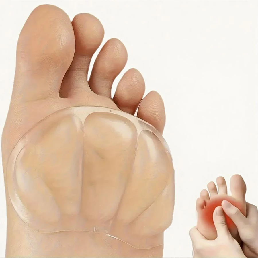 Silicone Forefoot Pads and Heel Pads, Invisible Non-Slip Metatarsal Pads, Self-Adhesive, Reusable and Washable, Suitable for High Heels, Sandals, Casual Shoes, and Sneakers