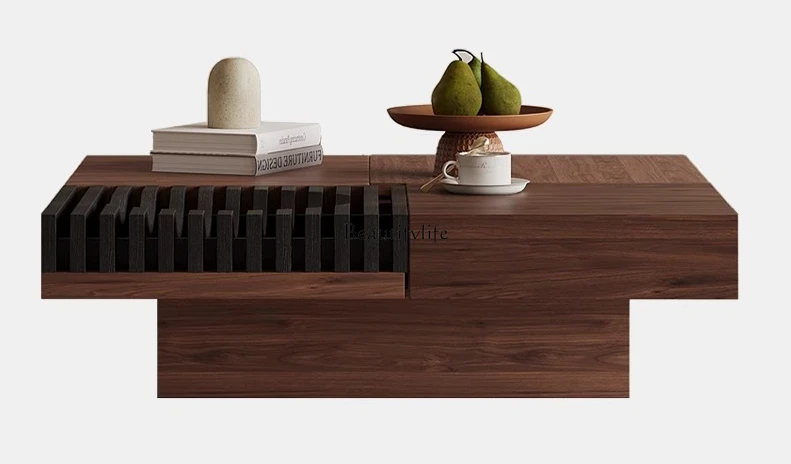 

Italian minimalist coffee table solid wood square antique style living room home wabi-sabi high-end modern art
