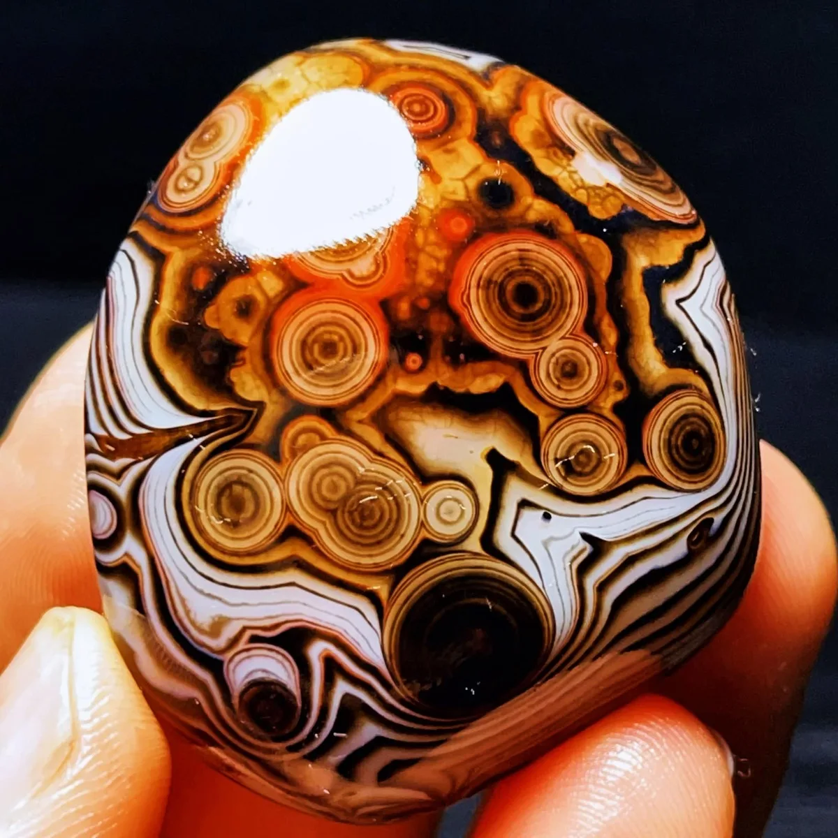 Large Loose Gemstone Banded Agate Palm Stone, Polished Tumbled, Genuine Stone, Collector Gift, Natural Stone, Crystal Collection