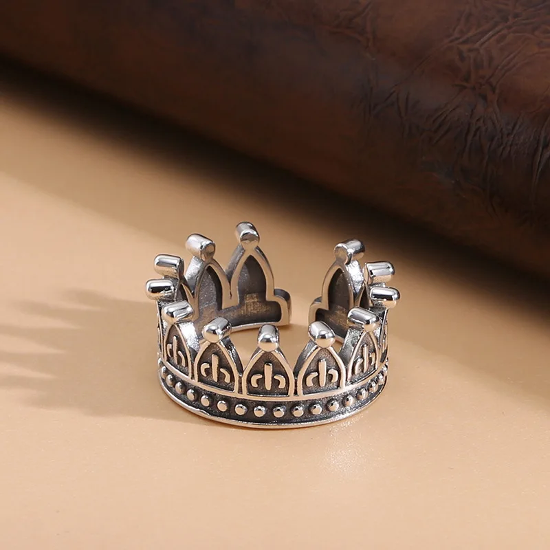 

s925 thai silver crown ring women's cool style ring easiest for match index finger ring stylishtrendyniche style hand jewelry