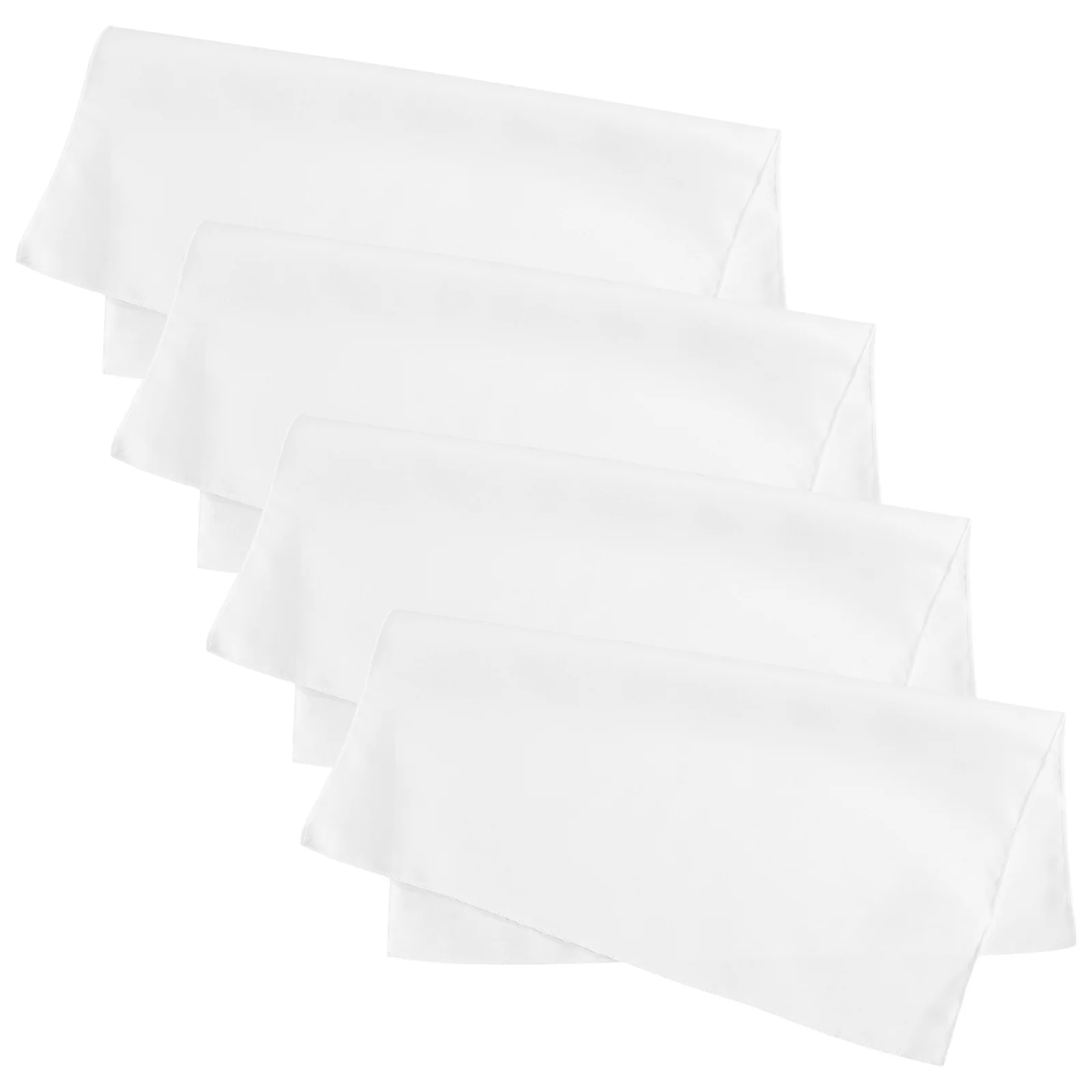 

4Pcs White Cloth Napkins 17x17 Inch Washable Polyester Reusable Fabric Napkins Wedding Party Banquet Dining Table Decor