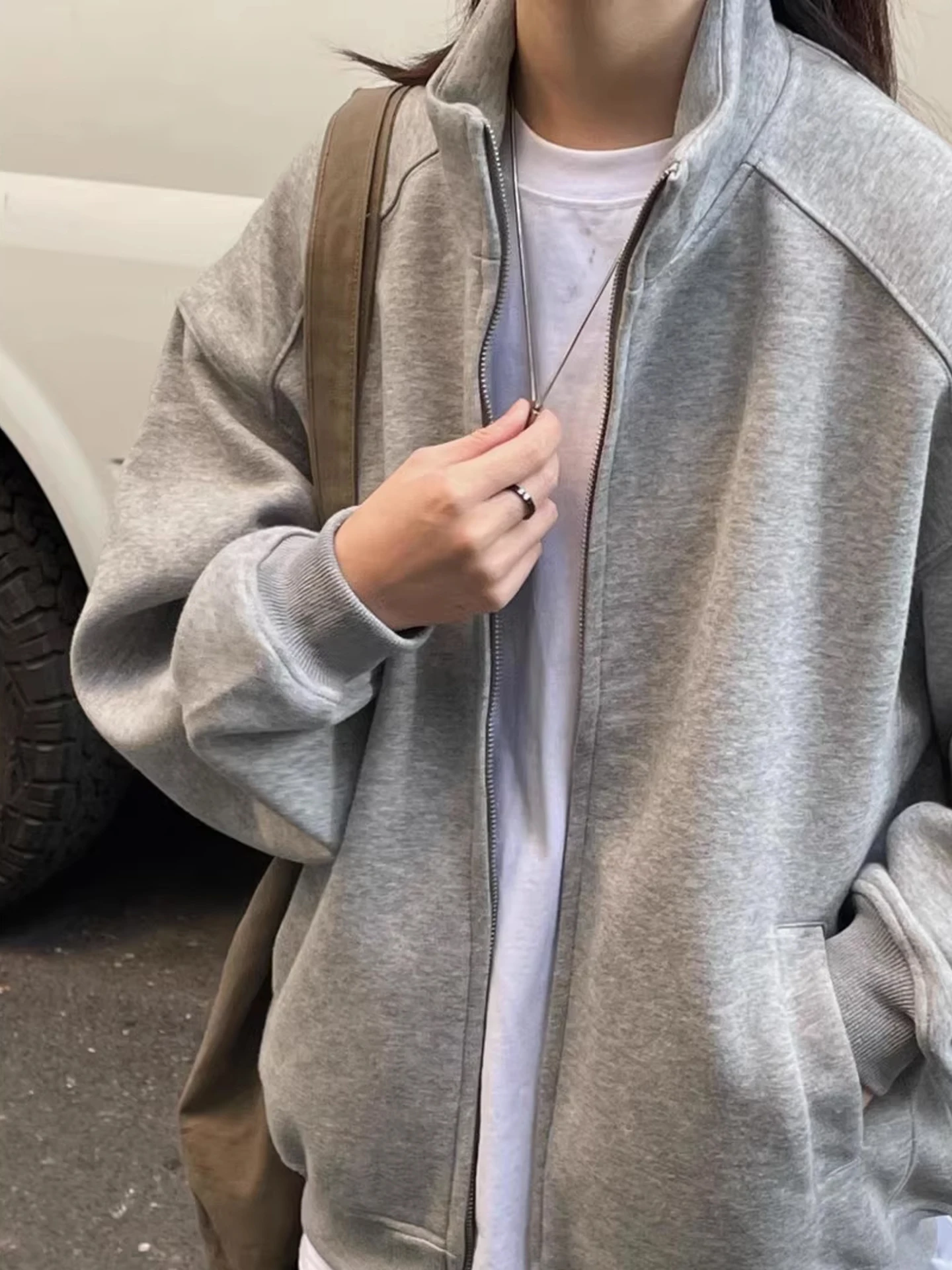 Американский свитер тяжелого цвета с простым воротником-стойкой Jaet ex, осенний модный повседневный свободный топ