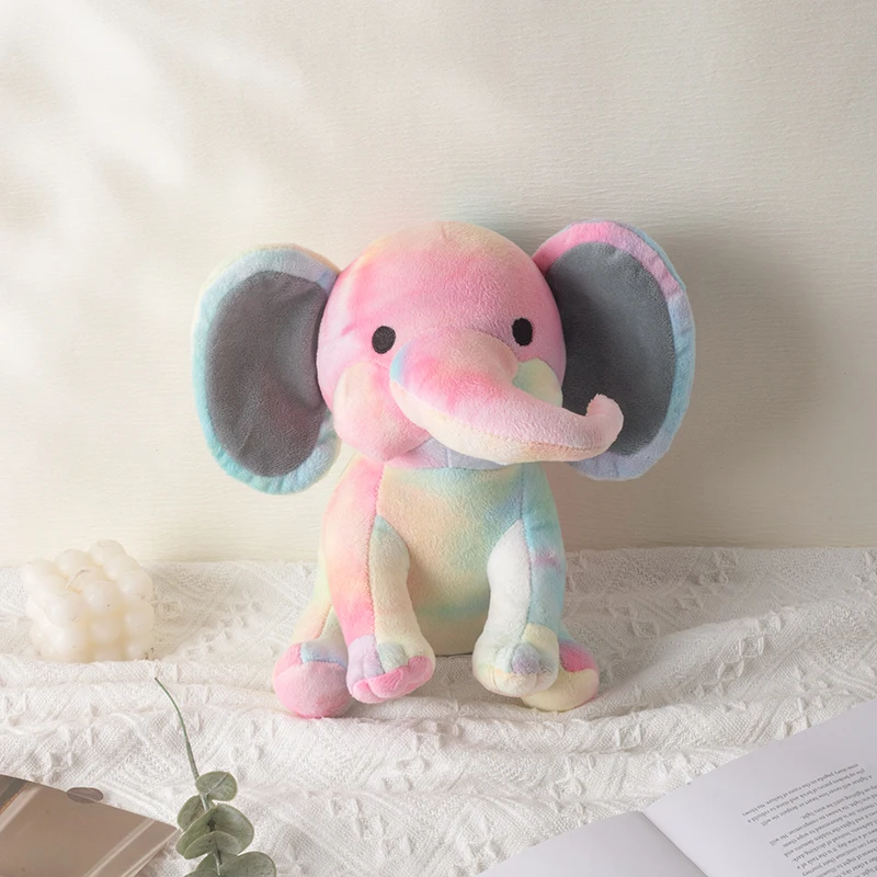 25cm/9.84in Zachte Pluche Olifant Knuffeldier - Schattig Pluizig Kleurrijk Pluche Speelgoed (Meerdere Kleuren: Roze/Blauw/Paars/Regenboog) - Id