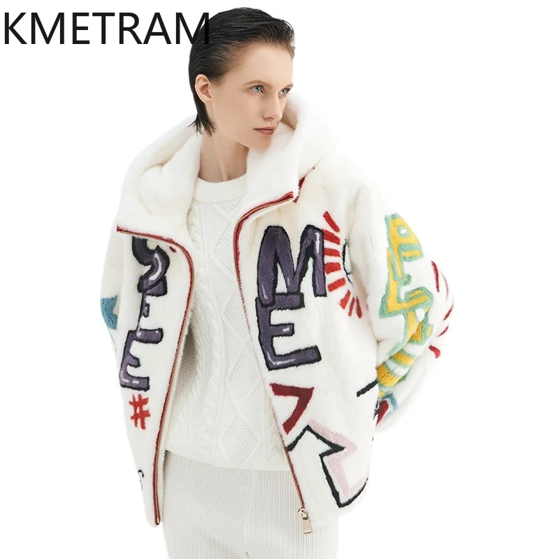 100% Natural Mink Fur Jacket Woman Luxury White Real Fur Coat with Hood High Quality Winter Coats Women Clothing 2025 Fourrure