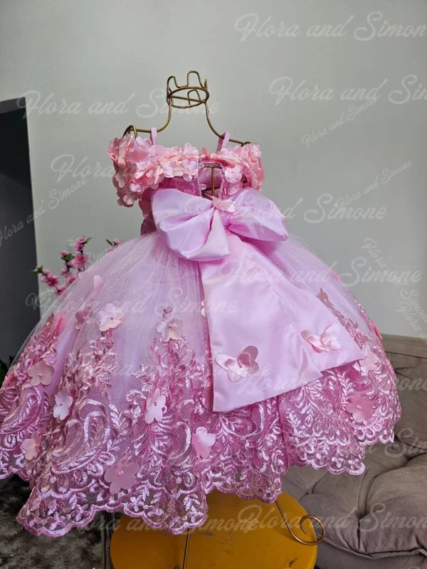 تخصيص طفلة الديكور 3D الأزهار التطريز زهرة فتاة اللباس لحفلات الزفاف الاستقبال الرسمي عطلة الاحتفال