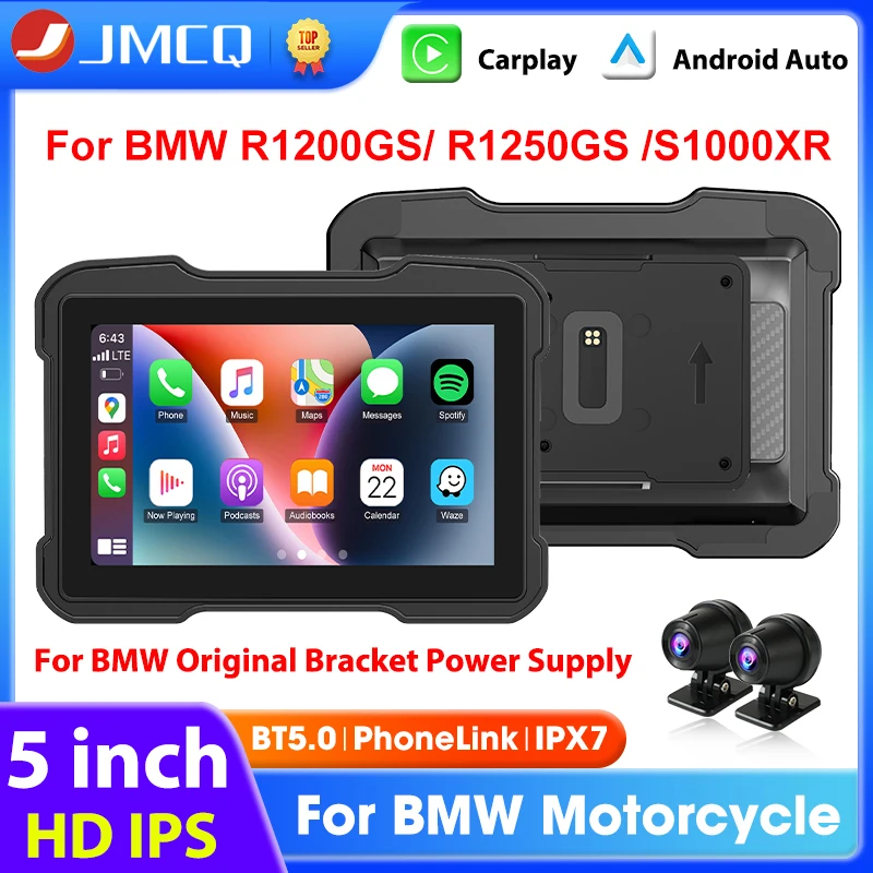 

5-дюймовый для BMW R1200GS ADV/R1250GS ADV/S1000XR мотоциклетный GPS-навигатор беспроводной Carplay Android Auto IPX7 водонепроницаемый дисплей