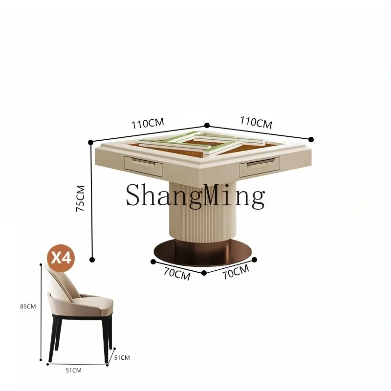 CLAutomatic Mahjong Machine Chair Four Sets New Living Room Cream Wind Dining Table Mahjong Table Integrated Household