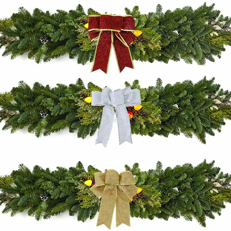 Choinka bożonarodzeniowa DIY wiszący Ornament brokatowe złote/czerwona kokarda Bowknot rzemiosło nowy rok 2024 Navidad Natal Noel pudełko upominkowe