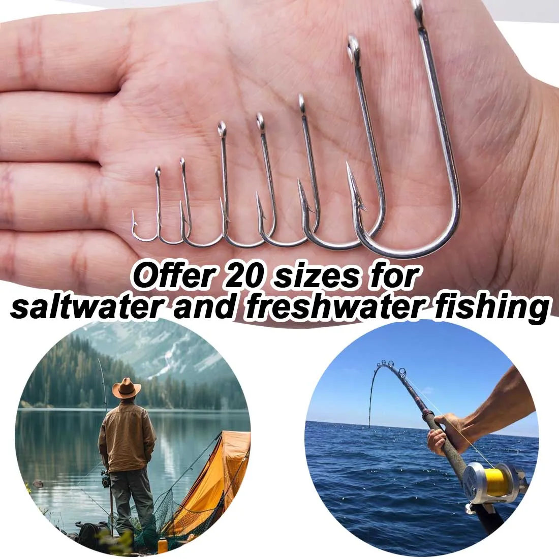 FishTrip Anzuelos de vástago largo con púas para vinilo en agua salada - imagen 2