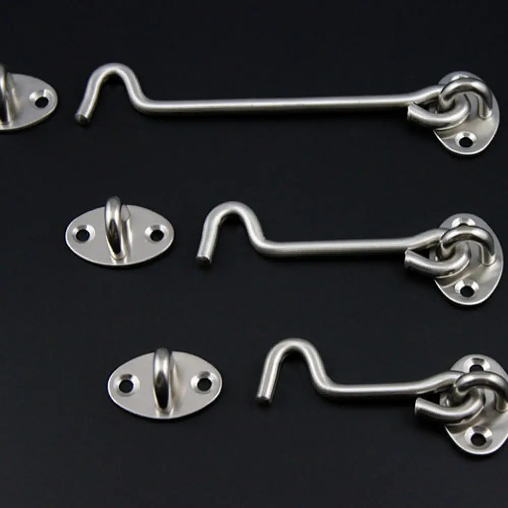 High Quality Stainless Steel Gate Hook Privacy Latch Solid Security Lock For Windows Doors Windproof Stabilizer Accessory