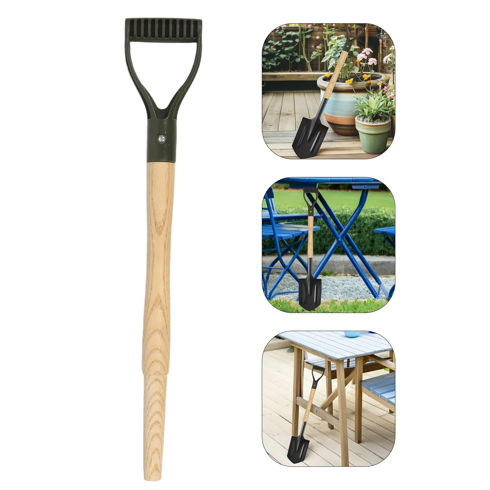2Pcs Garden Shovel Handle Replacement Wooden D Shaped Grip Ergonomic Non Slip Spade Handles for Digging Raking Camping Garden