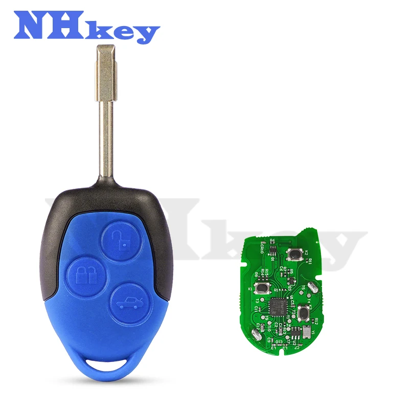 NHkey 3 Button Car Remote Key 4D63 Chip 433Mhz P/N: 6C1T15K601AG Blue/Black Blade for Ford Transit WM VM 2006-2014 Car Key