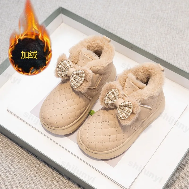 

Girls Snow Boots 2025 Winter Comfortable Warm Plush Cold-proof Outdoors Casual Cotton Shoes Platform Butterfly Princess Shoes