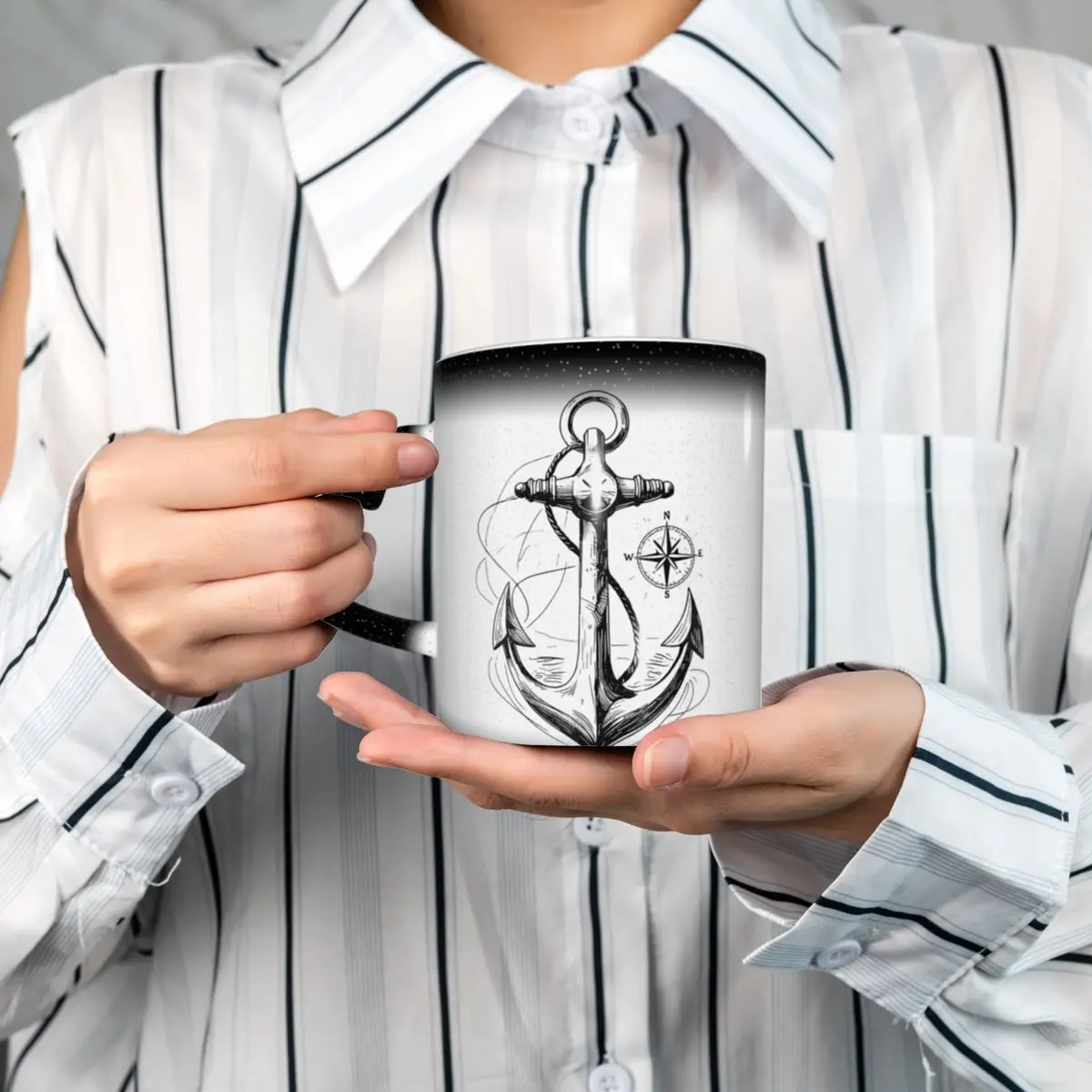 Anchor And Compass Maritime Mug Funny Ceramic Coffee Cups Tea Mugs Milk Cup Drinkware Gifts for Friends