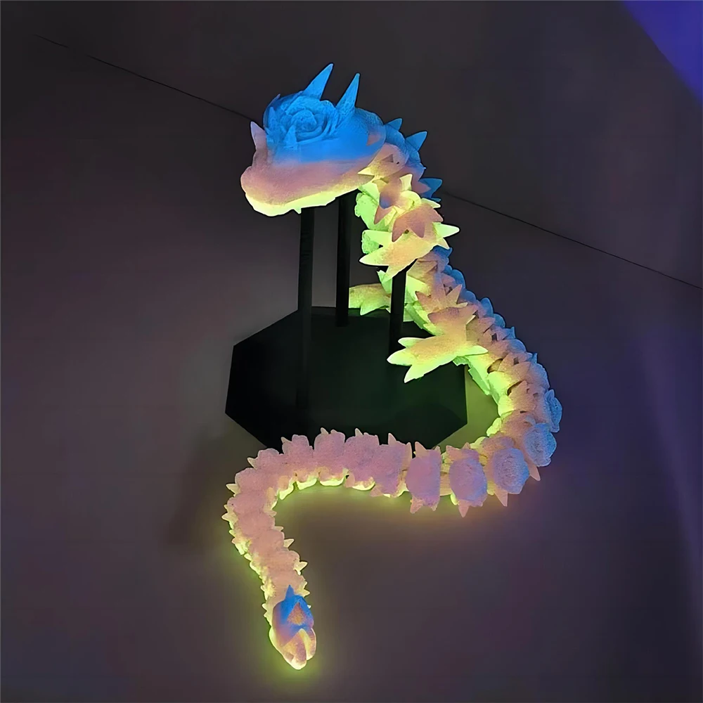 3D Printed Model Toys Luminous Dragon Multi-joint Ornament Kids Toys Realistic Animal Figures Decorative Desktop Boys Gifts