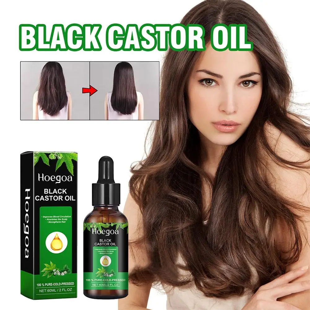 Organic Black Castor Oil Promote Hair Loss Eyebrow Repair Hair Nourish Liquid Eyelashes Prevention Strengthenin V6J4