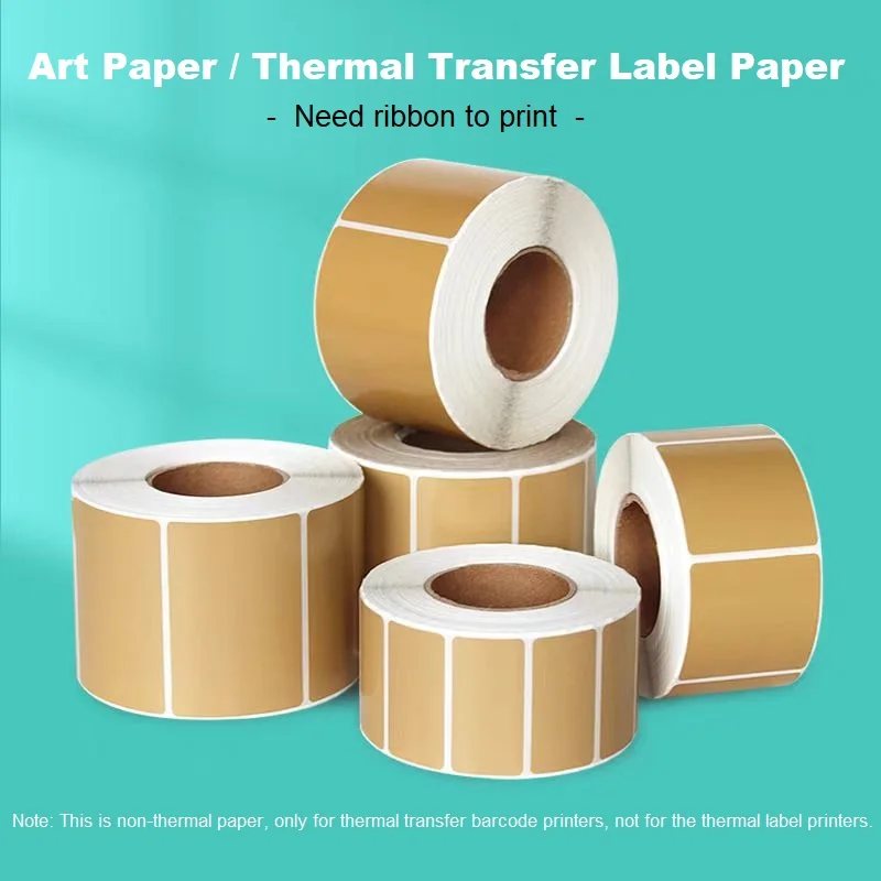 Art paper 40*30 20 50 60 70 80 90 100 three-proof self-adhesive label sticker carton barcode printing paper Brown ribbon printer