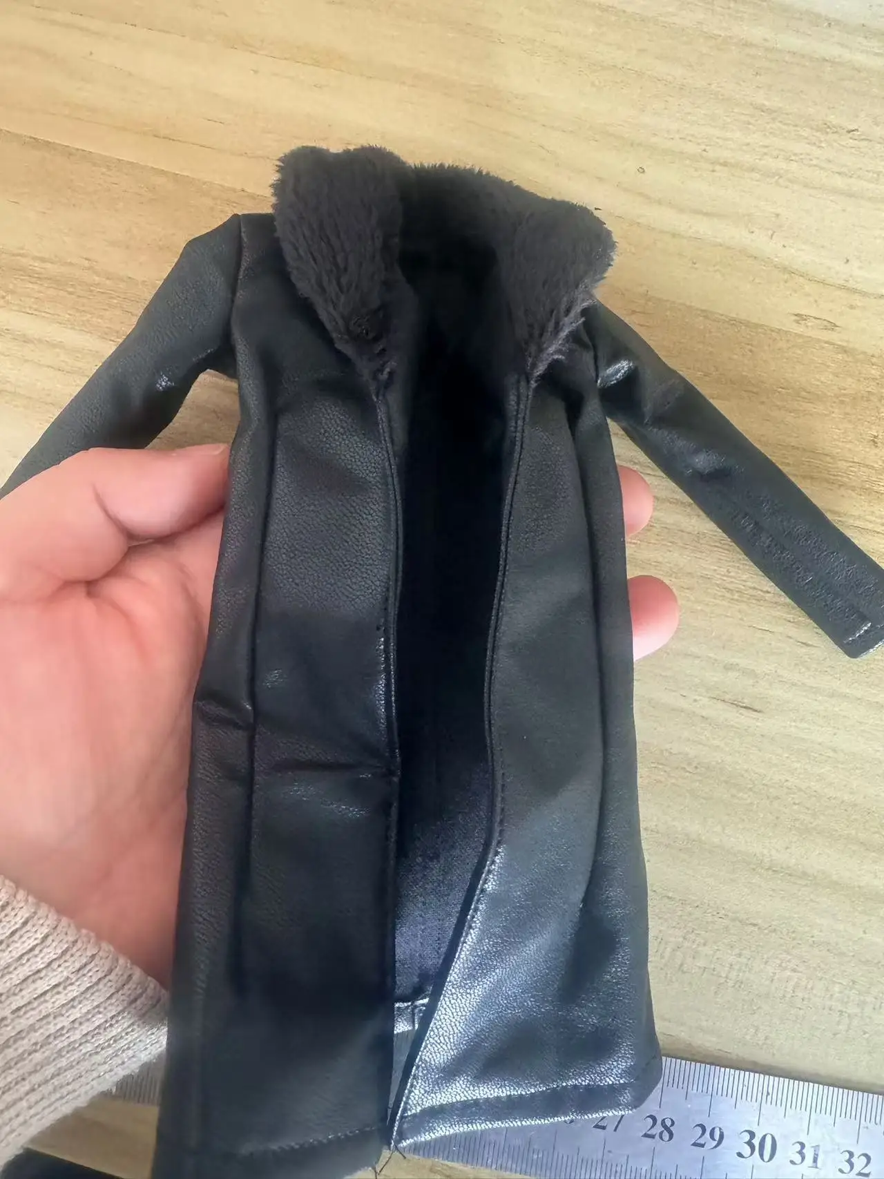 Black 1/6 Scale Man Pu Leather Windbreaker Long Coat Jacket Furry Collar Overcoat Clothes Model for 12in Action Figue Accessory