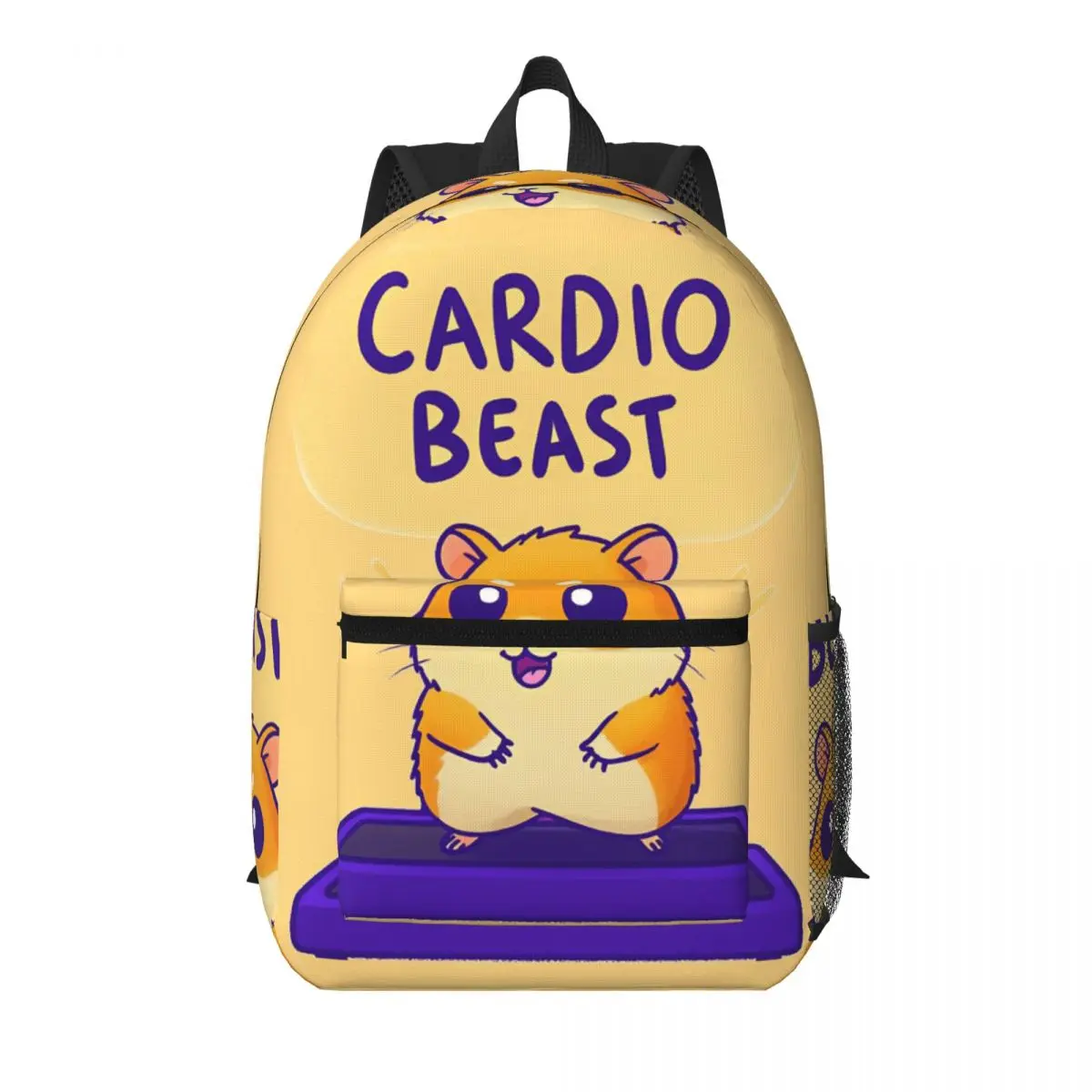 Cardio Beast Hamster Workout Sticker Student Backpack School Bag Hiking Travel Daypack for Boys Girls Bookbag Shoulder Bags