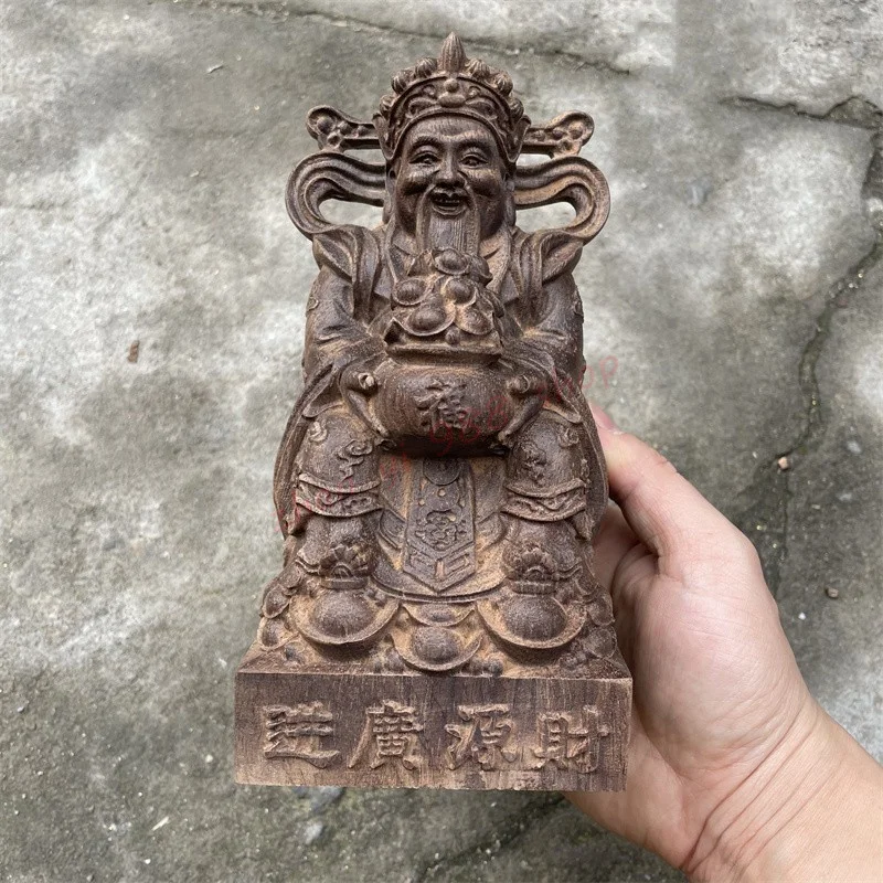 

Aloes wood carving Buddha statue of the God of wealth, Shop office company opening gifts