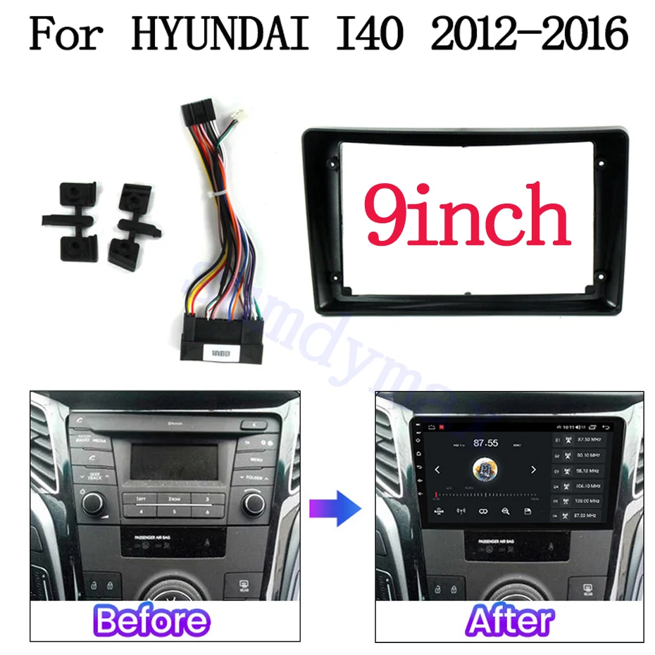 

9 inch Fasxia Car Audio Frame Car Radio Fascia gps navigation fascia panel with cable is suitable HYUNDAI I40 2012-2016