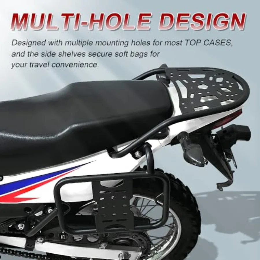 Gepäckträger hinten, kompatibel mit XR150L Motorrad 20142024, für verbesserte Frachtkapazität und Satteltaschenunterstützung, langlebiges Metall Co