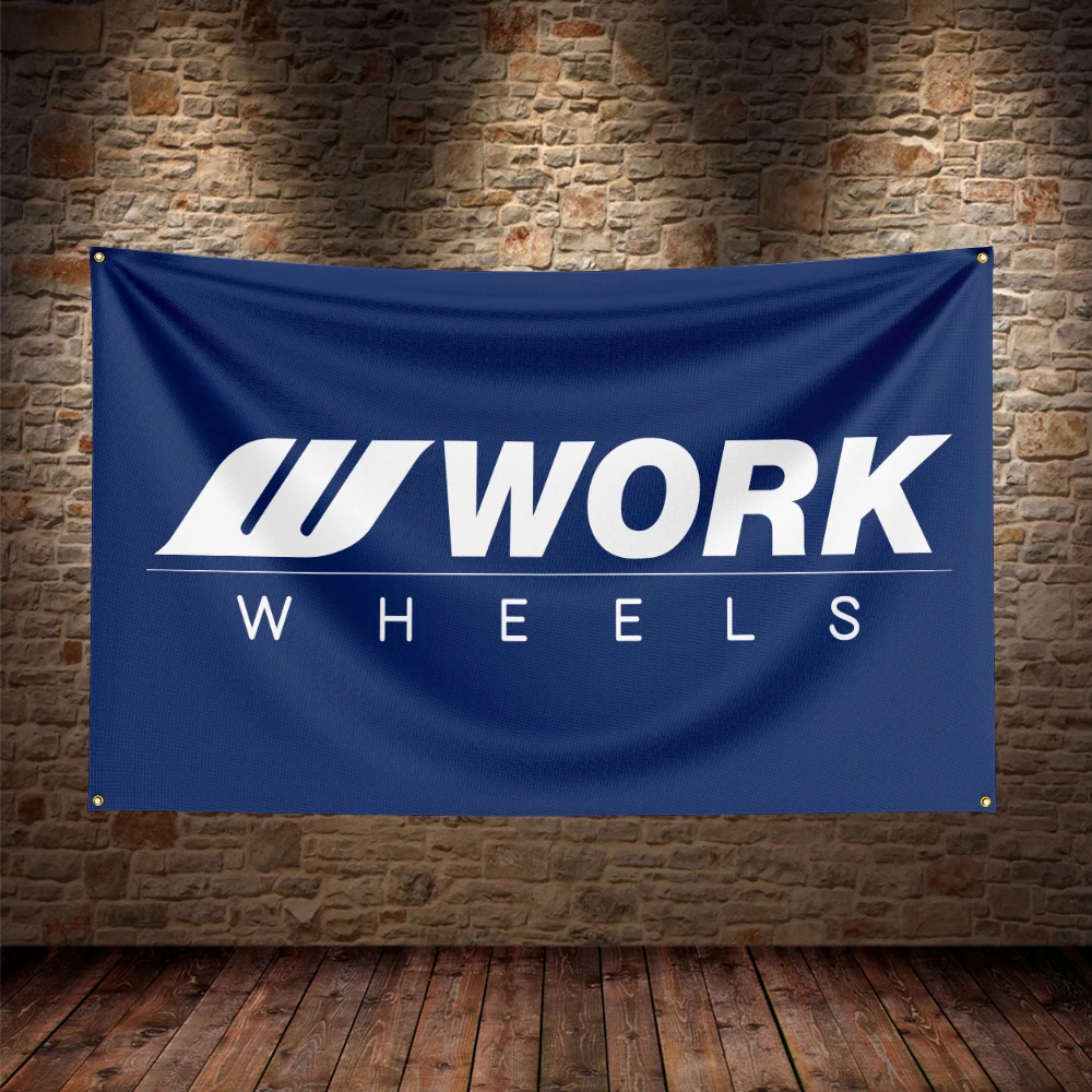 3X5Ft Work Wheels Flag Polyester Printed Car Banner For Decor