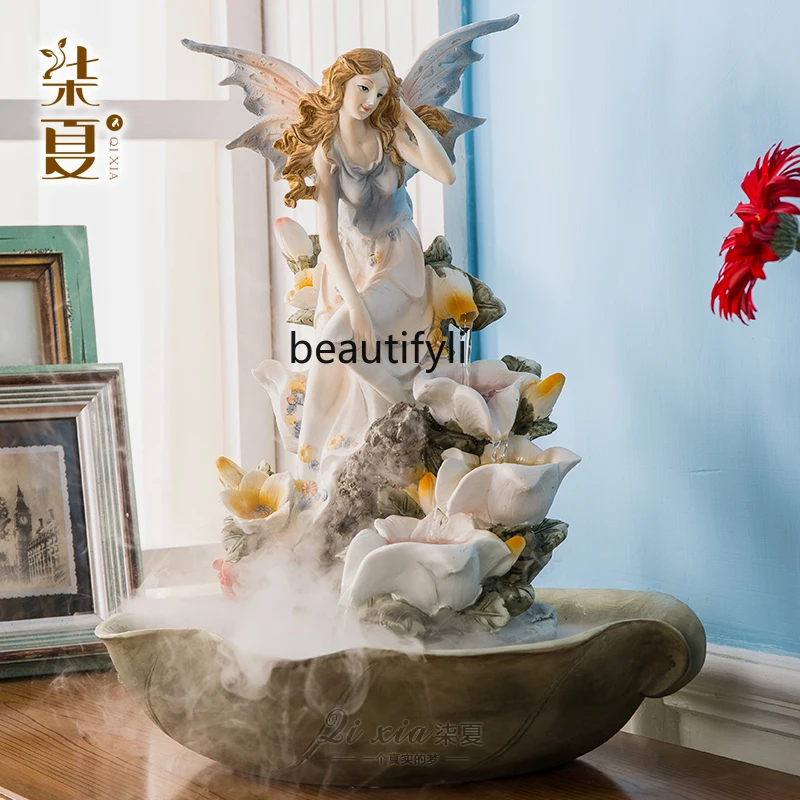 Angel European Style Water Fountain TV Cabinet Living Room Decoration Decoration Housewarming and Wedding Gifts Gift Creative