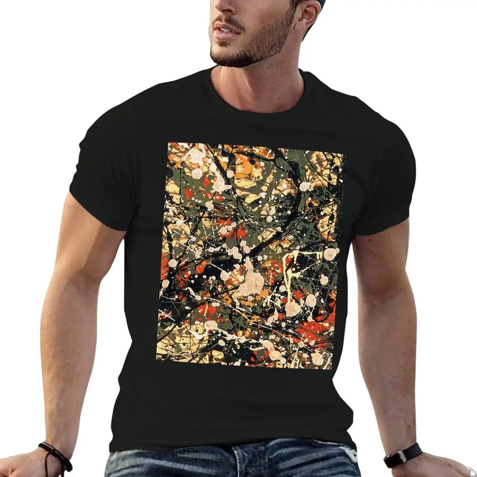 

man Jackson casual funny print man t shirt t shirts custom Pollock shirt T-Shirt t