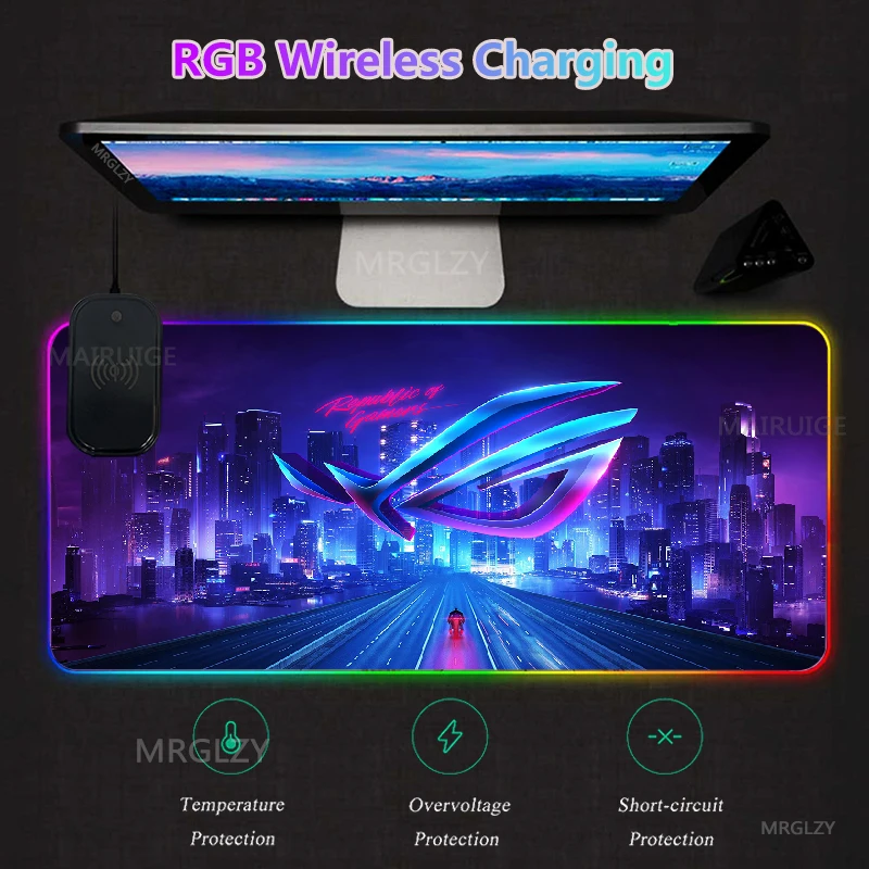 

Asus Rog RGB Wireless Charging LED Mouse Pad Game Accessories Backlit XXL Gaming MousePad Typec Interface Carpet Rug Charger Mat