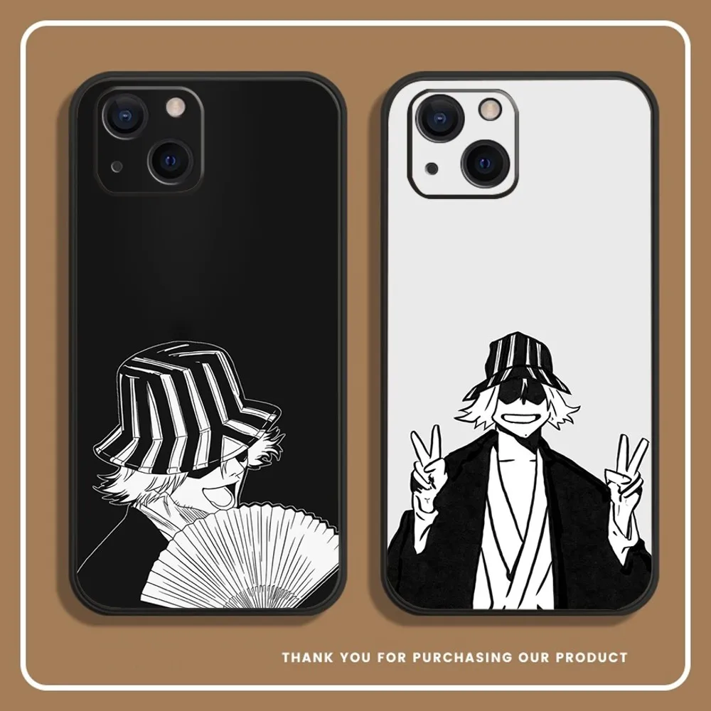 B-BLEACH Kisuke Urahara Phone Case For iPhone 14,13,12 Mini 11 Pro XR,X,XS,MAX 6S,7,8 Plus Silicone Cover Soft black