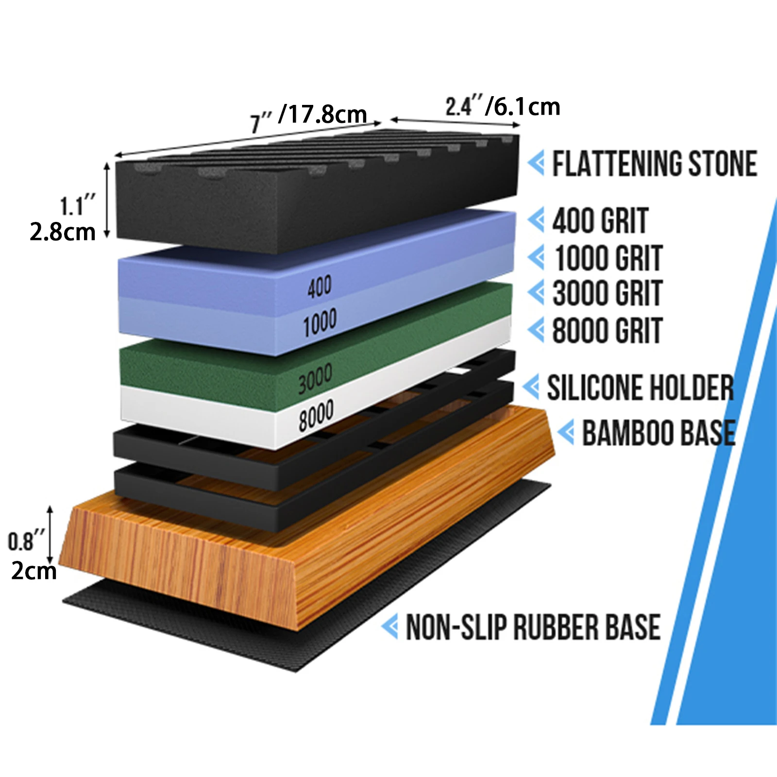 400/1000 3000/8000 Premium Knife Sharpener with glove Sharpening Stone Knife Sharpener Grit240-8000#  Wood Base Angle guide