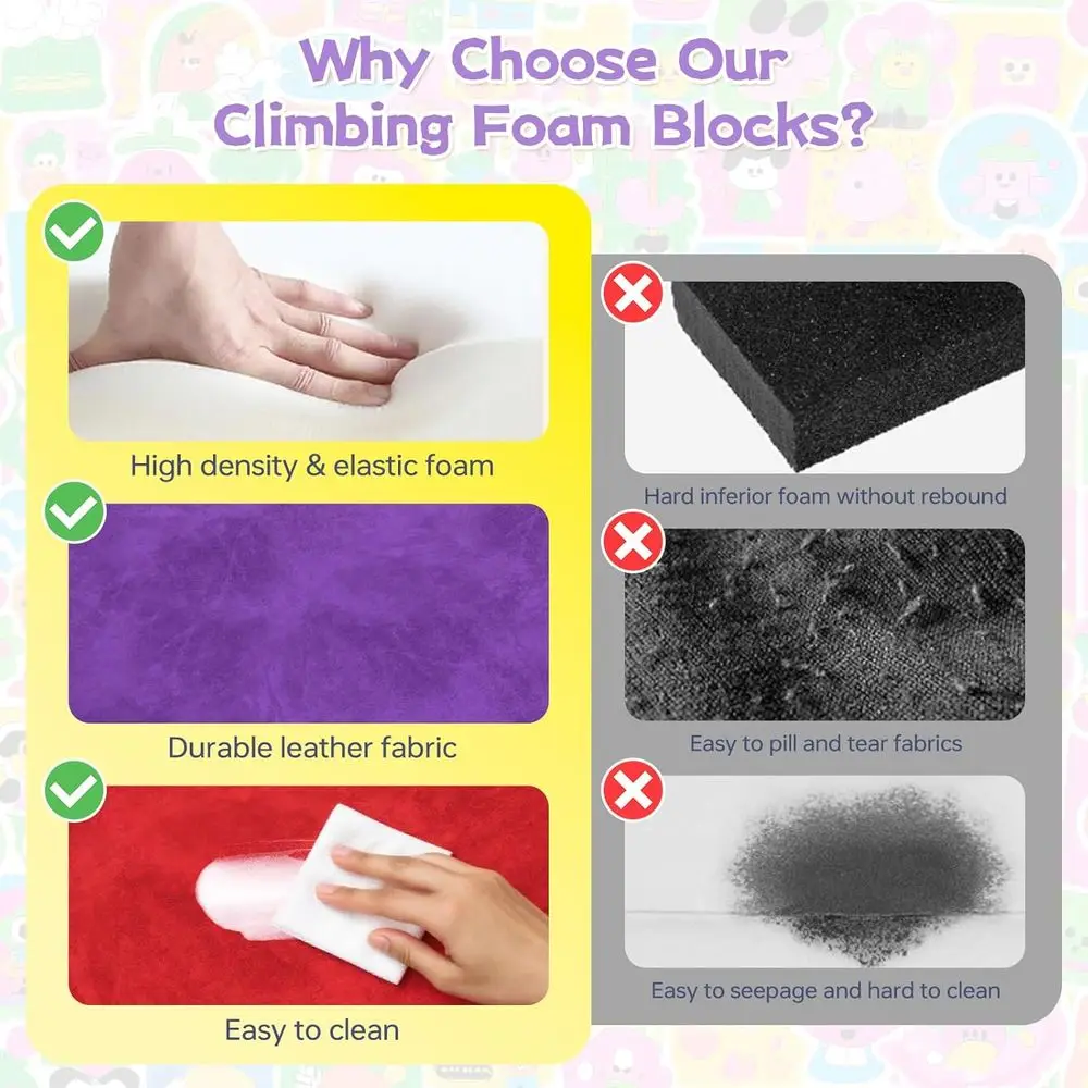 Morbidi blocchi da arrampicata per bambini con pozzo per palline, set in schiuma da 8 pezzi per età 1-3, gioco al coperto con forme e rampa