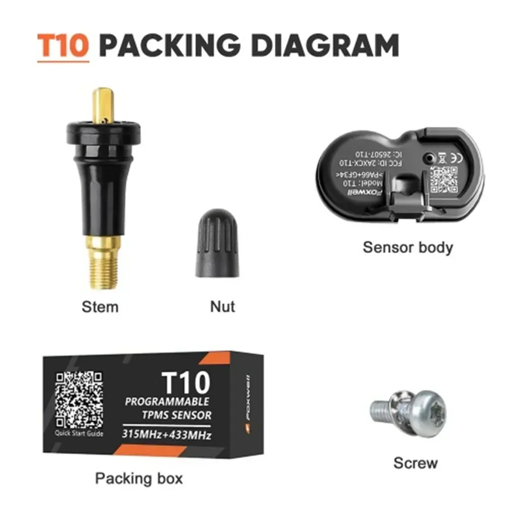 4pcs Foxwell T10 Sensors for Foxwell T1000 TPMS Tool for Programming Data / Change Sensor Tire Pressure Monitoring System Tester