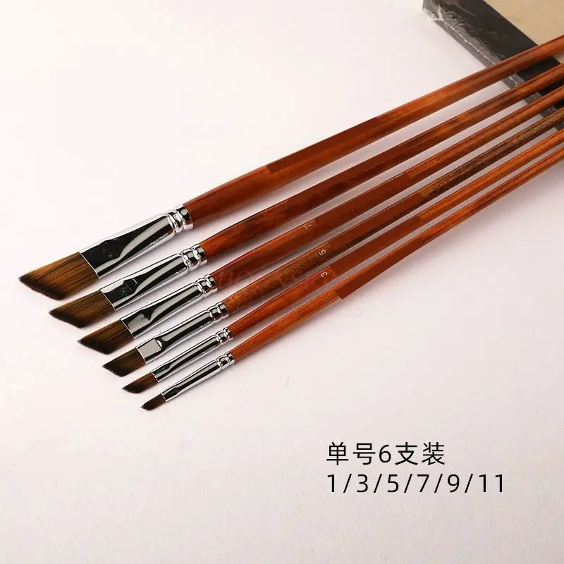 

6 шт., нейлоновое покрытие, кисть с косой головкой, акварельная ручка для масляной живописи, акриловая доска для ручной росписи, кисть